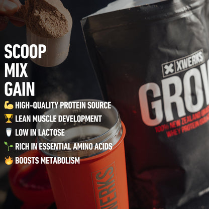 Xwerks Grow Whey Protein Powder, 25g Pure Isolate Protein from New Zealand Grass Fed Cows, Builds Strength and Speeds Recovery, Paleo and Keto Friendly, - dailyvitalstore