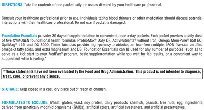 XYMOGEN Foundation Essentials - Daily Supplement Packets for Overall Health - Fish Oil, Magnesium & Probiotics - Travel-Friendly - Gluten-Free & Non-GMO - 30 Packets - dailyvitalstore