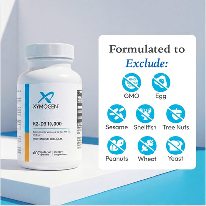 XYMOGEN K2-D3 10000 - Vitamin D3 K2 Supplement for Immune, Bone & Cardiovascular Support* - Non-GMO, Gluten-Free, Vegetarian - 60 Capsules - dailyvitalstore