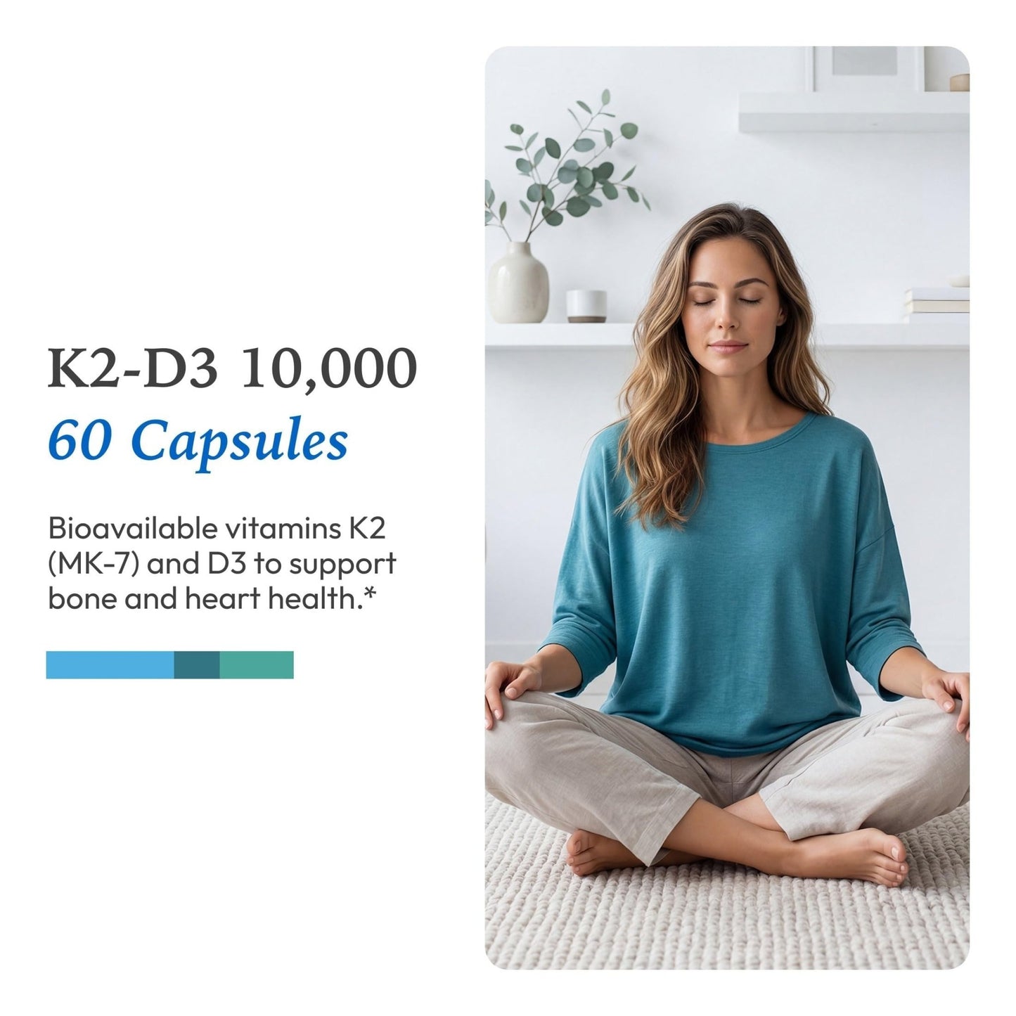 XYMOGEN K2-D3 10000 - Vitamin D3 K2 Supplement for Immune, Bone & Cardiovascular Support* - Non-GMO, Gluten-Free, Vegetarian - 60 Capsules - dailyvitalstore