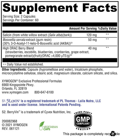 XYMOGEN Saloxicin - Antioxidant Support Supplement - Grape Seed Extract, Pomegranate Fruit & Cranberry Supplement - White Willow Bark & Boswellia Extract - 120 Capsules - dailyvitalstore