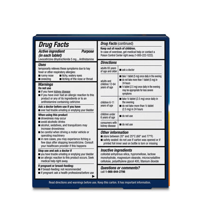 Xyzal 24 Hour Allergy Relief Medicine, Original Prescription Strength Antihistamine, Levocetirizine Dihydrochloride Tablets, 5 mg, 90 Count - dailyvitalstore