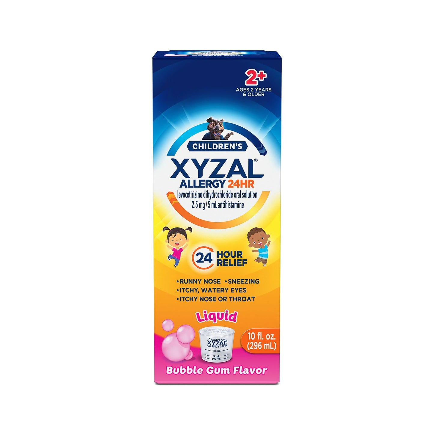 Xyzal Children's 24 Hour Allergy Relief Medicine for Kids, Levocetirizine Dihydrochloride Liquid Antihistamine, Bubble Gum, 10 Fl. oz. - dailyvitalstore