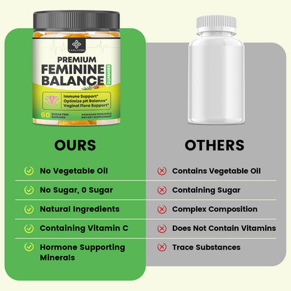 YANLUOBO Feminine Balance Probiotic Gummies - Women's Vaginal Health Support | PH Balance & Odor, Flora, Immune Support | Probiotics for Women, Vegan Pineapple Flavor, 60 Count - dailyvitalstore
