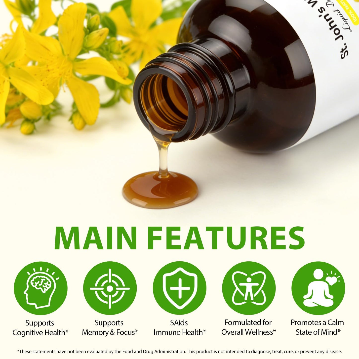 YEMFGQOE St Johns Wort Tincture | Mood Support | Alcohol Free Liquid Extract Drops | Hypericum Perforatum | Vegan, Non-GMO, Gluten Free | 2 fl oz - dailyvitalstore