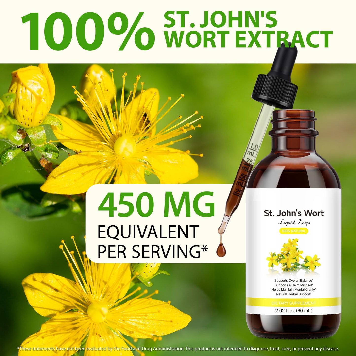 YEMFGQOE St Johns Wort Tincture | Mood Support | Alcohol Free Liquid Extract Drops | Hypericum Perforatum | Vegan, Non-GMO, Gluten Free | 2 fl oz - dailyvitalstore
