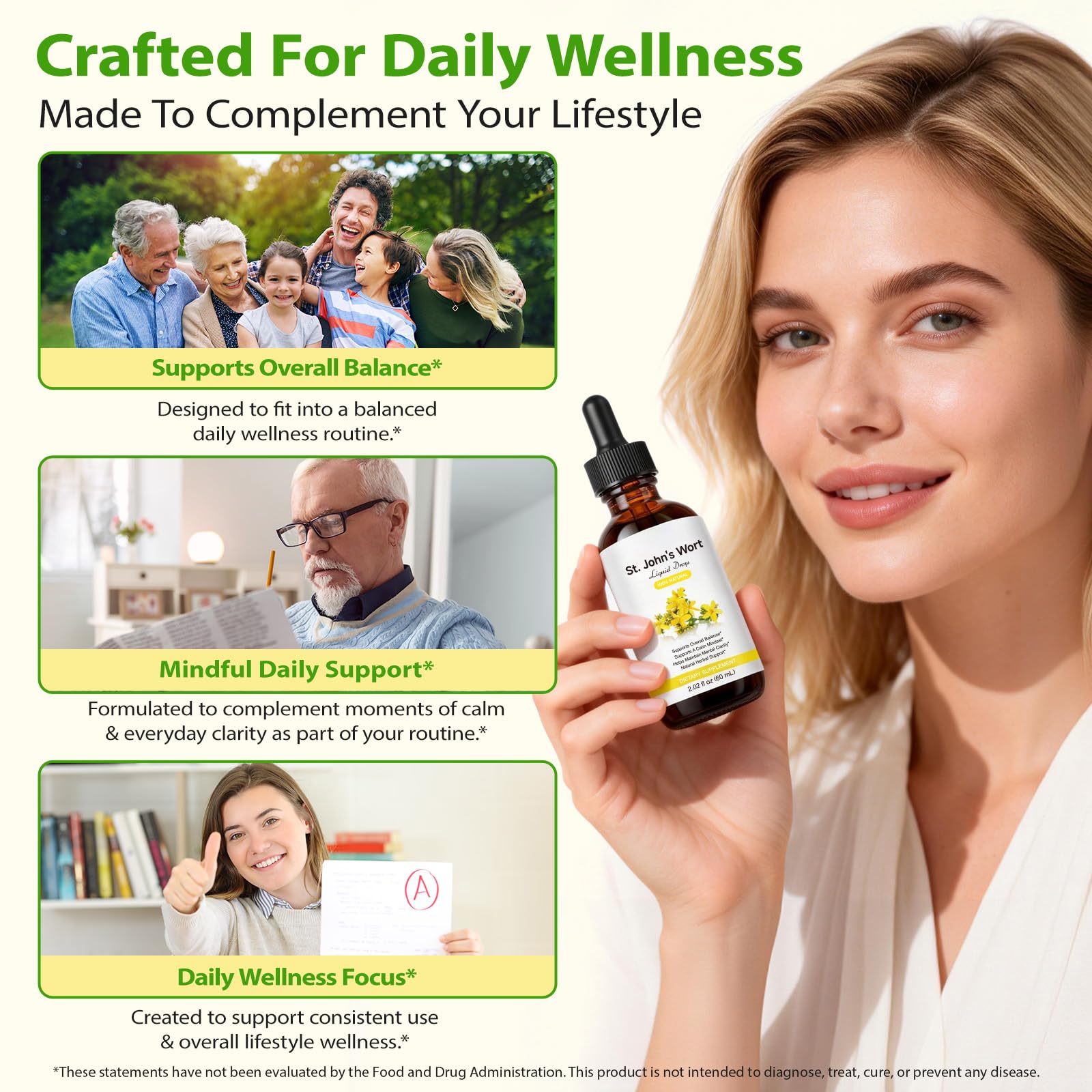 YEMFGQOE St Johns Wort Tincture | Mood Support | Alcohol Free Liquid Extract Drops | Hypericum Perforatum | Vegan, Non-GMO, Gluten Free | 2 fl oz - dailyvitalstore