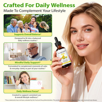 YEMFGQOE St Johns Wort Tincture | Mood Support | Alcohol Free Liquid Extract Drops | Hypericum Perforatum | Vegan, Non-GMO, Gluten Free | 2 fl oz - dailyvitalstore