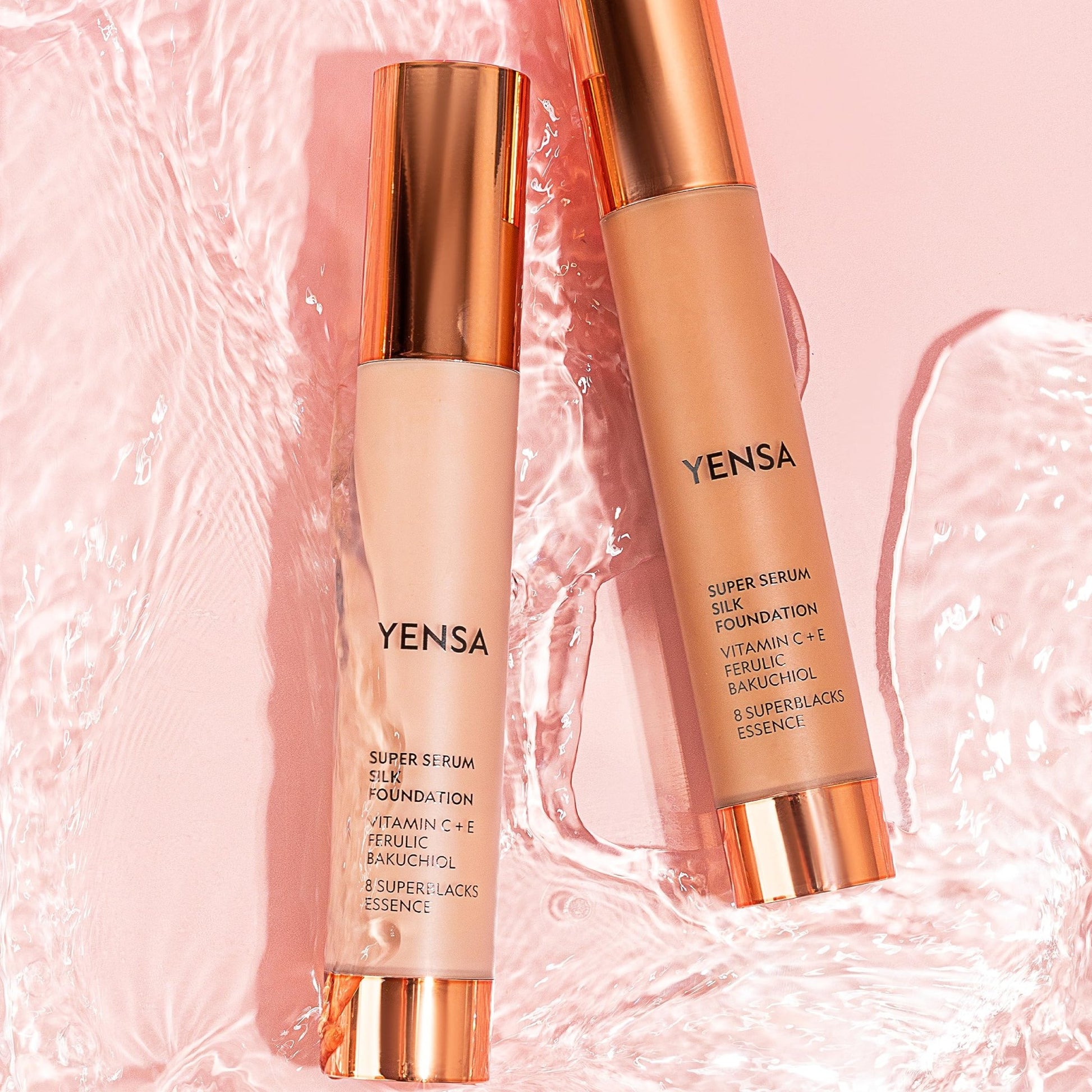 YENSA Serum Foundation Makeup - Super Silk Full Coverage Foundation Enriched with Peptides, Vitamin C & Ferulic Acid to Help Reduce Fine Lines, Wrinkles & Dark Circles - Light 1 (1 oz) - dailyvitalstore