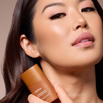 YENSA Super Serum Silk Bronzing Drops for Face - Liquid Bronzer Drops Enriched with Bakuchiol, Ferulic Acid & Super Oils - Hydrates & Nourishes with a Subtle Shimmer Finish - Universal Shade (1 Fl oz) - dailyvitalstore