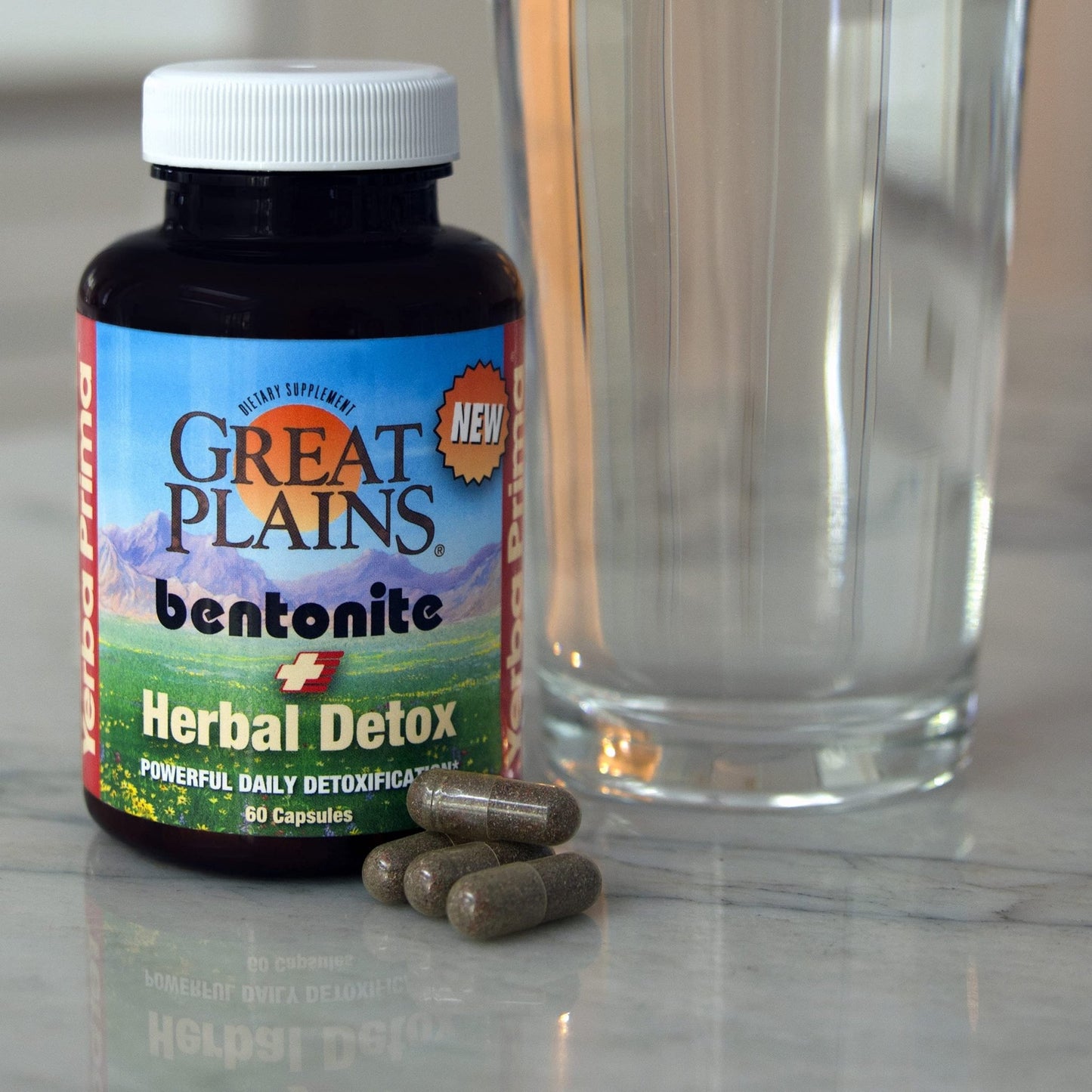 Yerba Prima Bentonite Clay Plus Herbal Detox - 60 Veggie Capsules - Natural Cleansing Supplement - dailyvitalstore