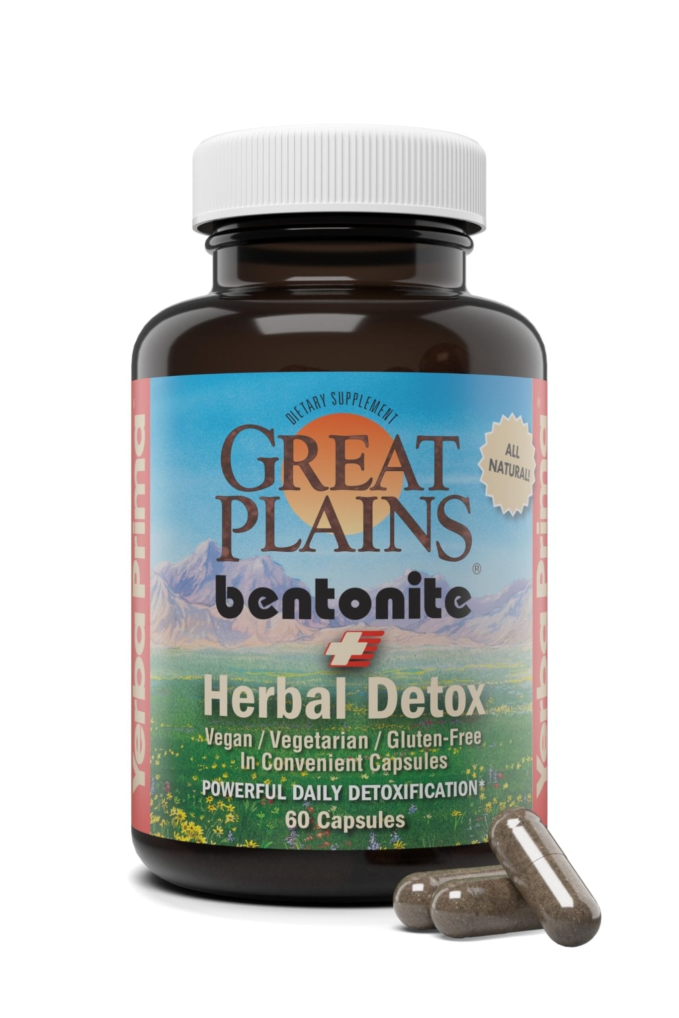 Yerba Prima Bentonite Clay Plus Herbal Detox - 60 Veggie Capsules - Natural Cleansing Supplement - dailyvitalstore