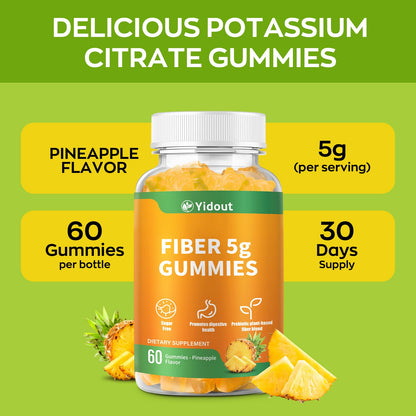 Yidout Fiber Gummies for Adults with Probiotics，No Sugar Added Pineapple Flavor, Promotes Gut Health and Regulate Bowel Movement, Vegan (60 Count（Pack of 1）) - dailyvitalstore