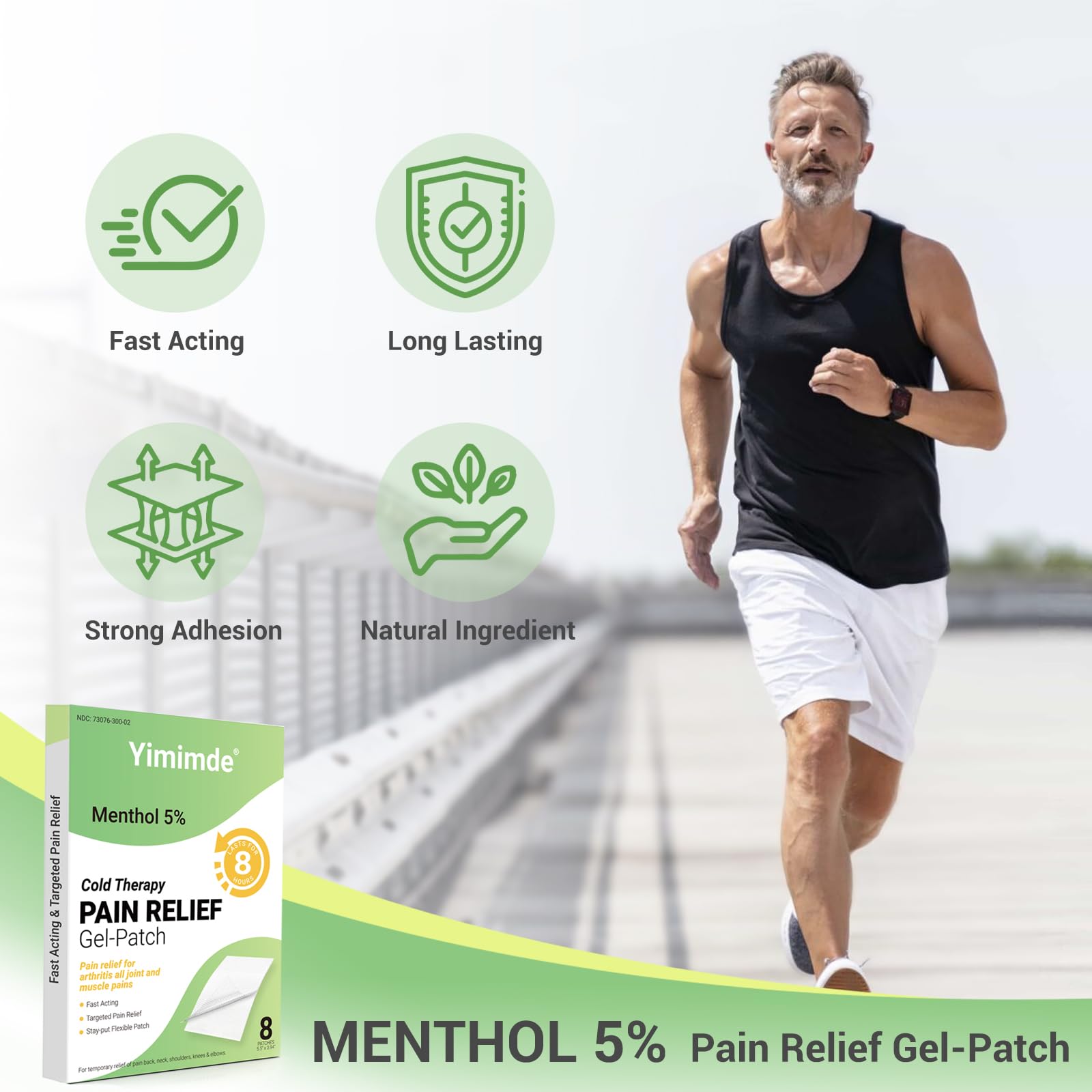 yimimde Menthol 5% Pain Relief Patches - 32 Count Maximum Strength Pain Relief Patches for Back Pain, Joint & Muscle Soreness - Fast Acting, Long-Lasting - dailyvitalstore