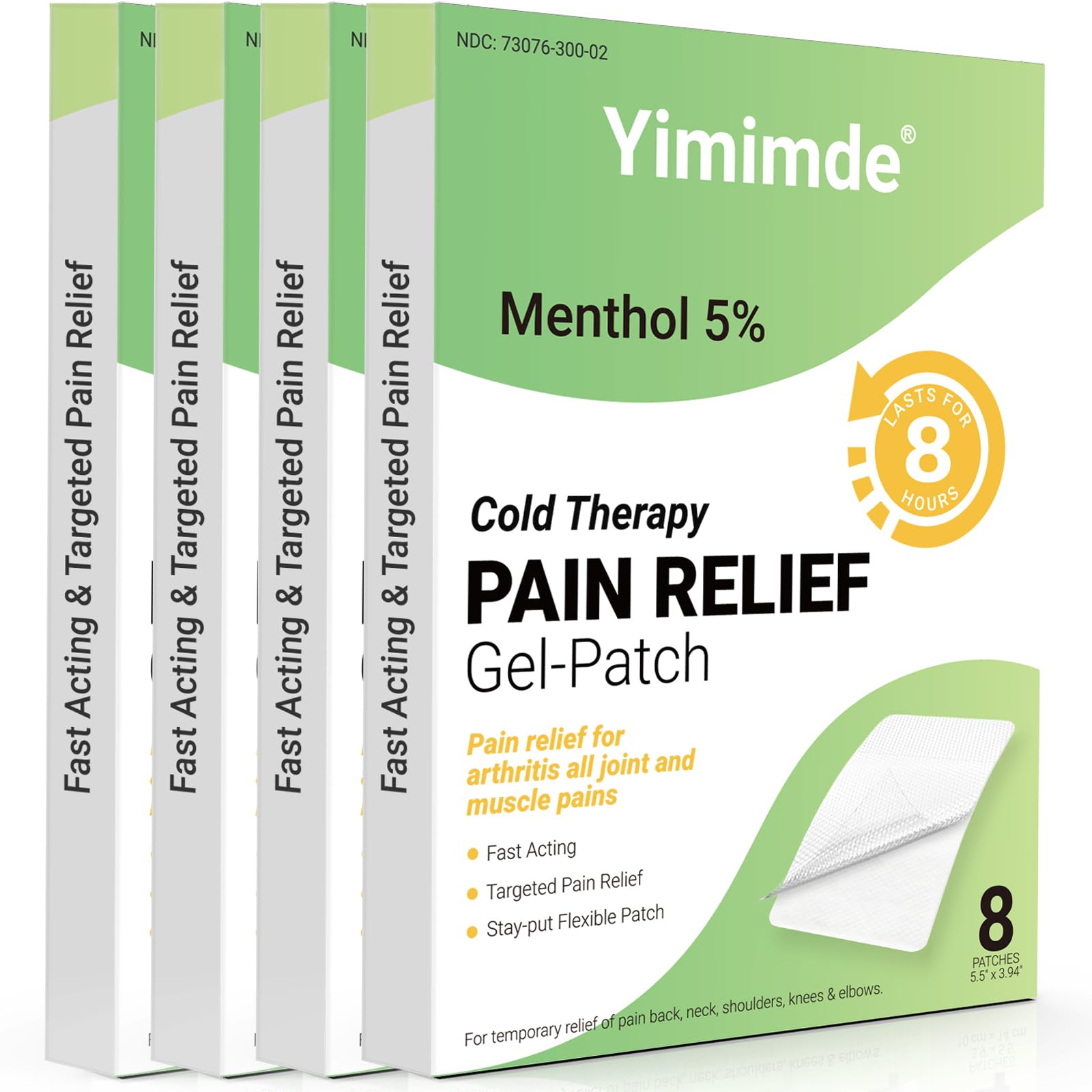 yimimde Menthol 5% Pain Relief Patches - 32 Count Maximum Strength Pain Relief Patches for Back Pain, Joint & Muscle Soreness - Fast Acting, Long-Lasting - dailyvitalstore