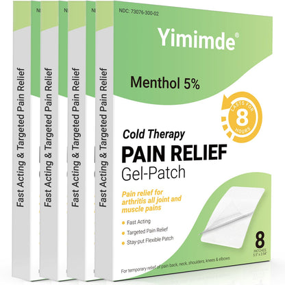 yimimde Menthol 5% Pain Relief Patches - 32 Count Maximum Strength Pain Relief Patches for Back Pain, Joint & Muscle Soreness - Fast Acting, Long-Lasting - dailyvitalstore
