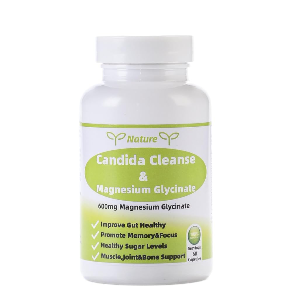 YNATUREY Candida Cleanse - Gut & Colon Support,Magnesium Glycinate 600mg,Women and Men Supplement with Magnesium Malate, Vitamin D, B6 - dailyvitalstore