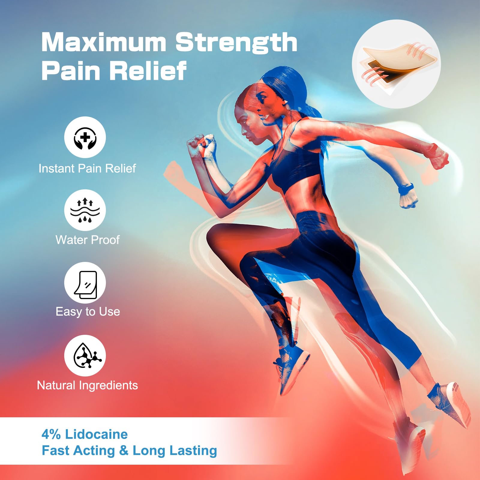YOAPA 4% Lidocaine Pain Relief Patches | Maximum Strength Numbing Gel Patch for Back, Neck, Knee, Shoulder & Joint Pain | Up to 12 Hour Temporary Relief | 20 Count - G41 - dailyvitalstore