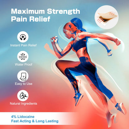 YOAPA 4% Lidocaine Pain Relief Patches | Maximum Strength Numbing Gel Patch for Back, Neck, Knee, Shoulder & Joint Pain | Up to 12 Hour Temporary Relief | 20 Count - G41 - dailyvitalstore