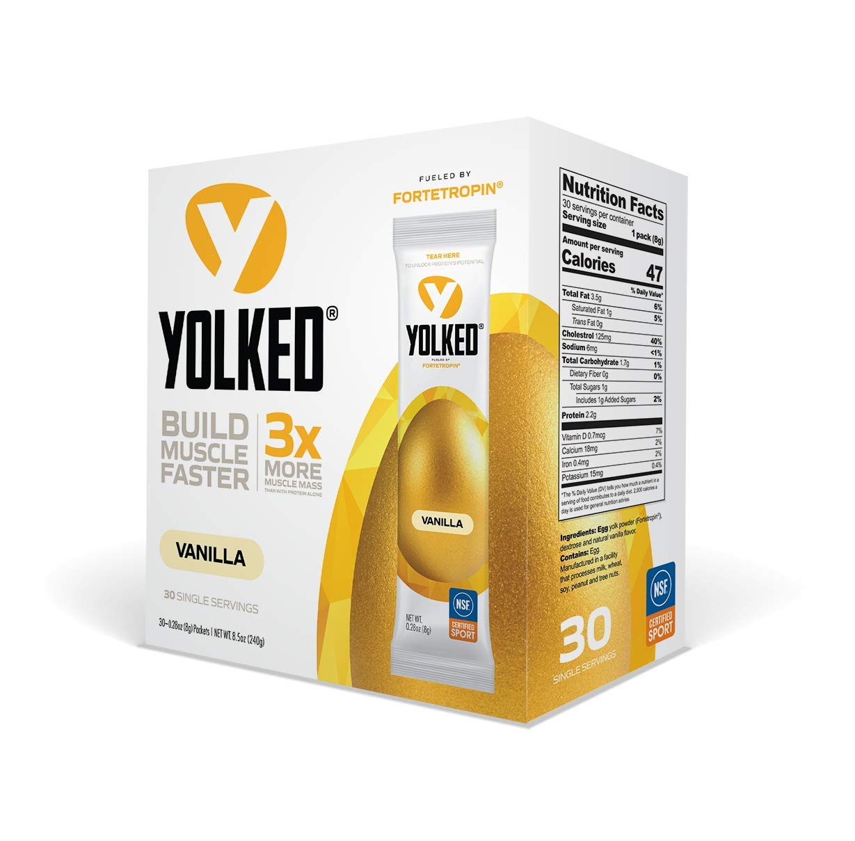 YOLKED - NSF-Certified Muscle Building Supplement - Help Increase Lean Muscle, Reduce Muscle Loss, and Improve Recovery with Fortetropin, 30 Servings - dailyvitalstore