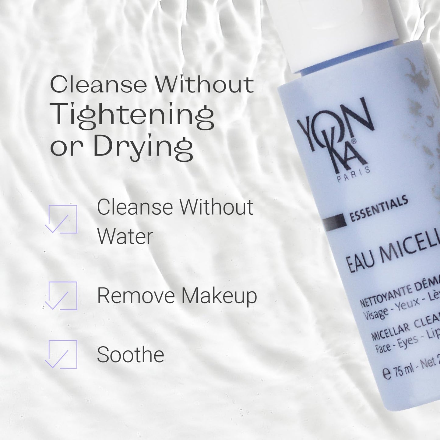Yonka Eau Micellaire Travel Size | Micellar Water and Cleansing Makeup Remover | Gentle Face Wash with Rose and Chamomile to Remove Impurities and Hydrate | Paraben-Free | 2.53 fl oz - dailyvitalstore