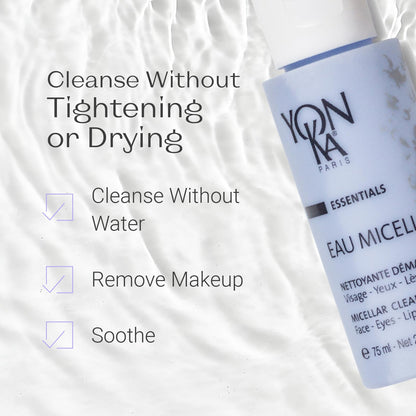 Yonka Eau Micellaire Travel Size | Micellar Water and Cleansing Makeup Remover | Gentle Face Wash with Rose and Chamomile to Remove Impurities and Hydrate | Paraben-Free | 2.53 fl oz - dailyvitalstore