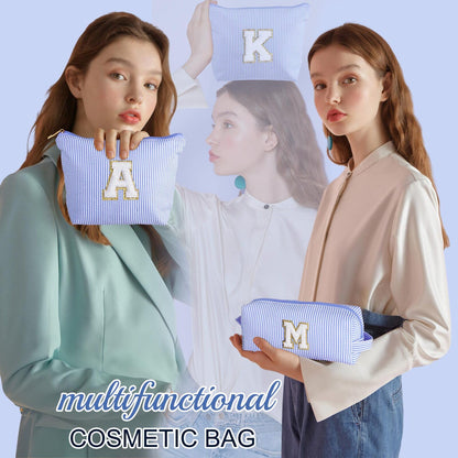 YOOLIFE Birthday Gifts for Teen Girls Kids Initial Makeup Bag | Teen Girl Gift Trendy Stuff | Travel Makeup Bag Toiletry Bags | Gifts for 3 4 5 6 7 8 9 10 11 12 13 Year Old Girl Blue K - dailyvitalstore
