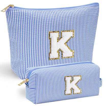 YOOLIFE Birthday Gifts for Teen Girls Kids Initial Makeup Bag | Teen Girl Gift Trendy Stuff | Travel Makeup Bag Toiletry Bags | Gifts for 3 4 5 6 7 8 9 10 11 12 13 Year Old Girl Blue K - dailyvitalstore