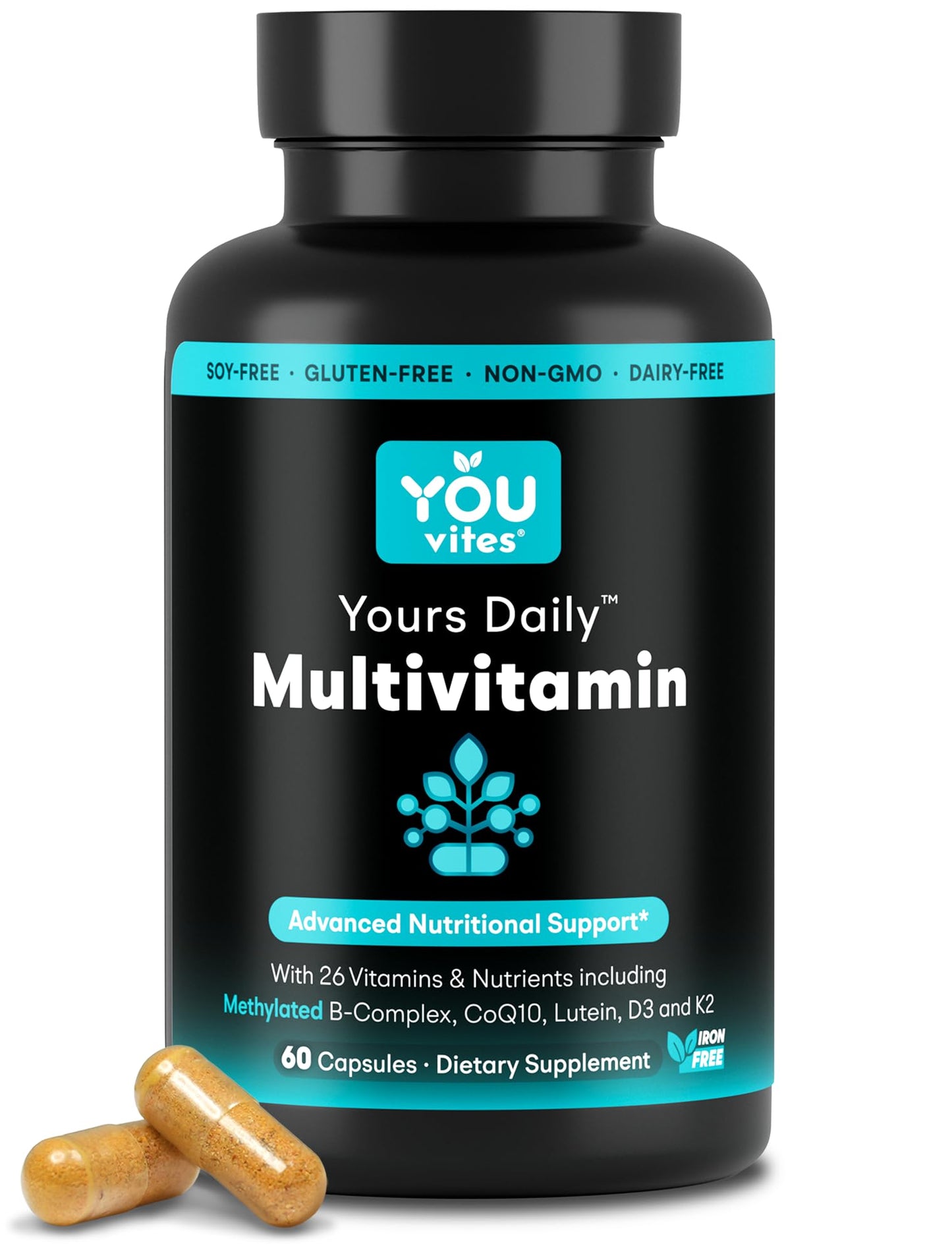 You Vites - Methylated Multivitamin for Men and Women, Methyl Multi Without Iron - 60 Capsules, MTHFR Supplement with Methyl B12, Methylfolate (5-MTHF), CoQ10 for Energy, Heart and Mood Support - dailyvitalstore