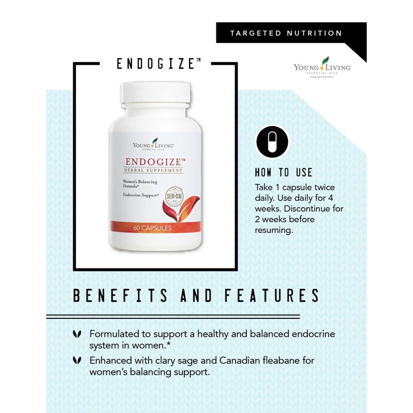 Young Living - EndoGize 60 Capsules | Hormonal Health & Endocrine System Support with Essential Oils | Daily Herbal Supplement for Women's Wellness & Balancing Formula - dailyvitalstore