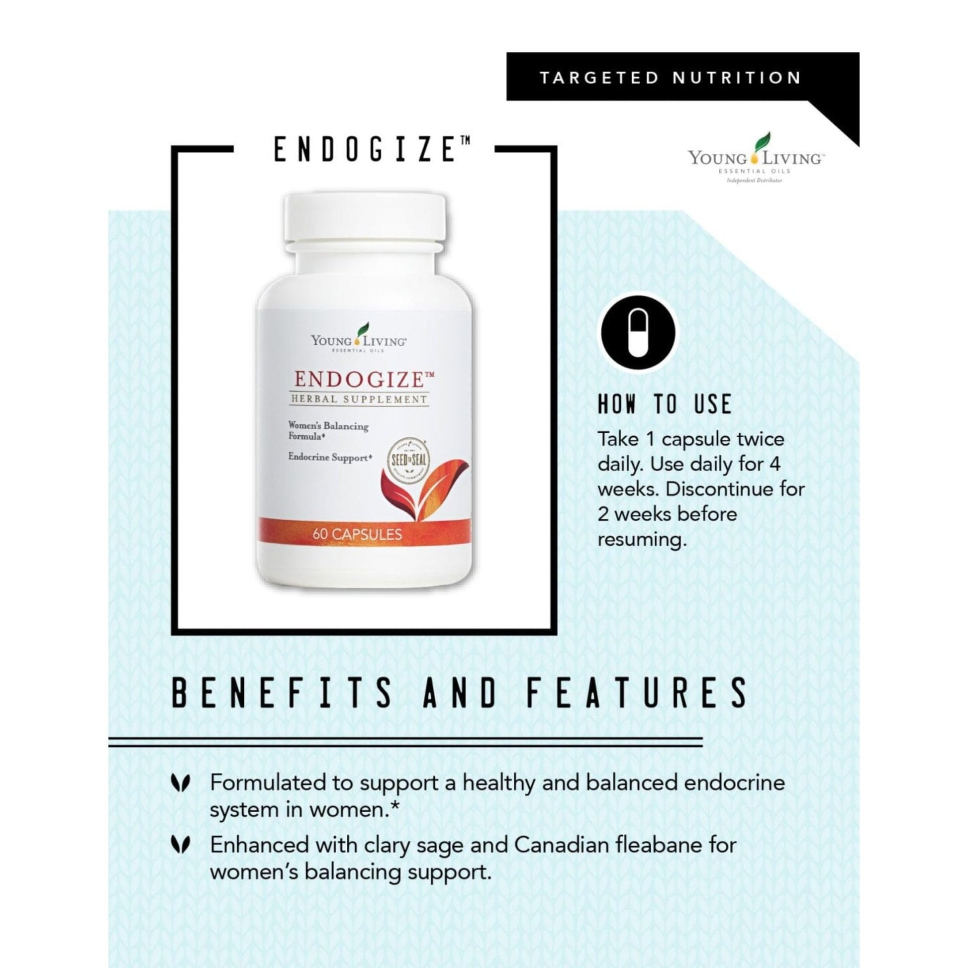 Young Living - EndoGize 60 Capsules | Hormonal Health & Endocrine System Support with Essential Oils | Daily Herbal Supplement for Women's Wellness & Balancing Formula - dailyvitalstore