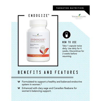 Young Living - EndoGize 60 Capsules | Hormonal Health & Endocrine System Support with Essential Oils | Daily Herbal Supplement for Women's Wellness & Balancing Formula - dailyvitalstore