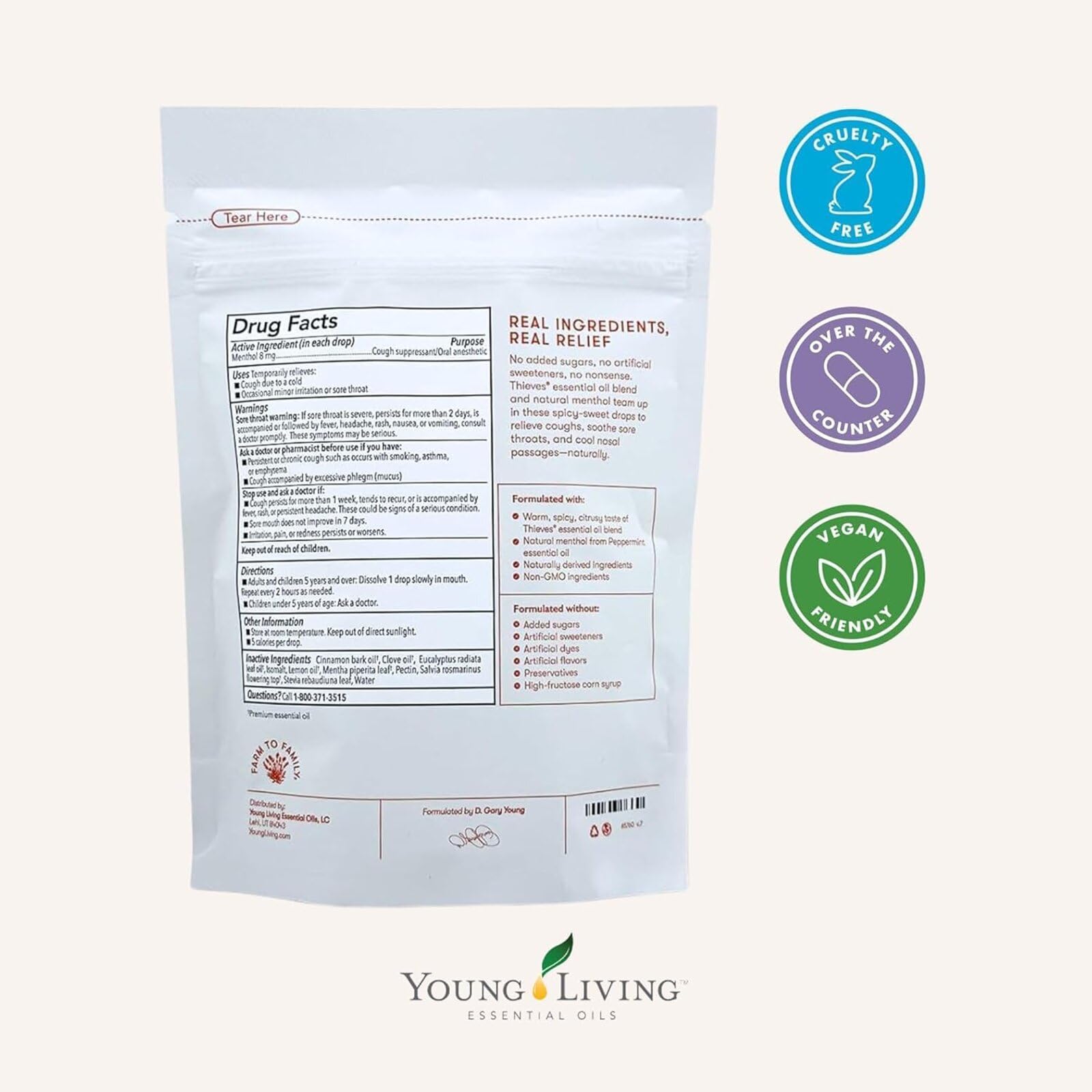 Young Living Thieves Cough Drops | 30 ct | Cinnamon & Menthol Flavor | with Thieves Essential Oil Blend of Lemon, Clove, Eucalyptus, Rosemary, & Peppermint | Sugar Free | Cooling Throat Comfort - dailyvitalstore