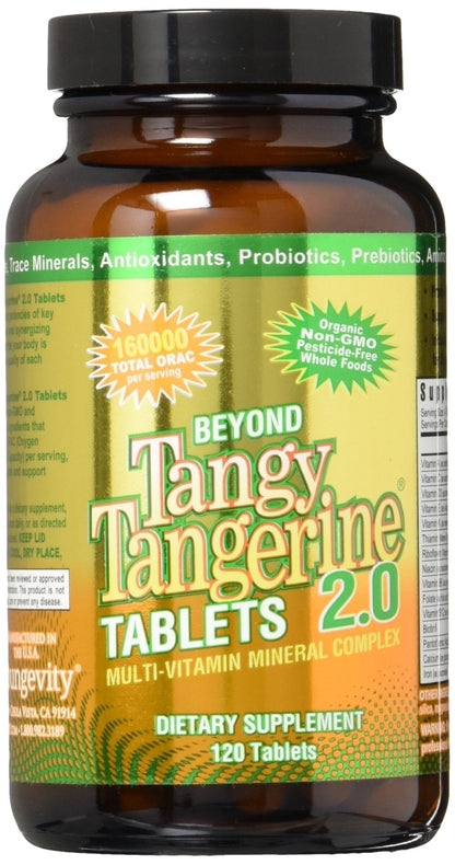 Youngevity Beyond Tangy Tangerine 2.0 Multi-Vitamin & Mineral Complex - Made with Natural & Whole Foods | 160,000 ORAC | 120 Tablets | 1 Bottle - dailyvitalstore