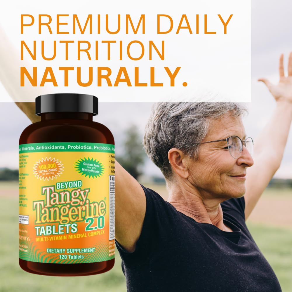 Youngevity Beyond Tangy Tangerine 2.0 Multi-Vitamin & Mineral Complex - Made with Natural & Whole Foods | 160,000 ORAC | 120 Tablets | 1 Bottle - dailyvitalstore