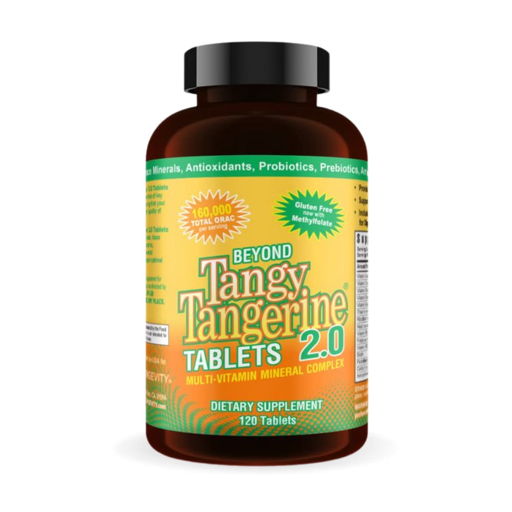 Youngevity Beyond Tangy Tangerine 2.0 Multi-Vitamin & Mineral Complex - Made with Natural & Whole Foods | 160,000 ORAC | 120 Tablets | 1 Bottle - dailyvitalstore