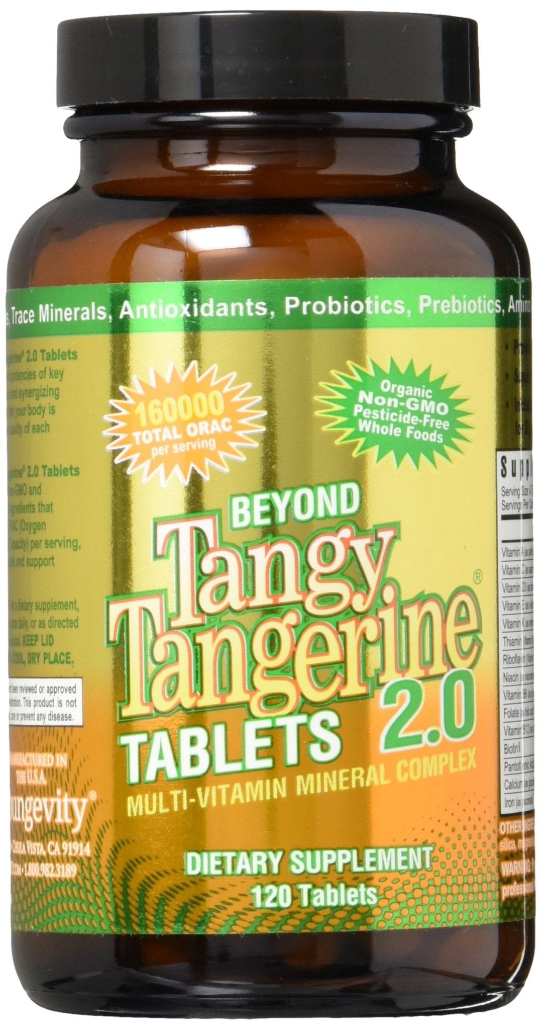 Youngevity Beyond Tangy Tangerine 2.0 Multi-Vitamin & Mineral Complex - Made with Natural & Whole Foods | 160,000 ORAC | 120 Tablets | 1 Bottle - dailyvitalstore