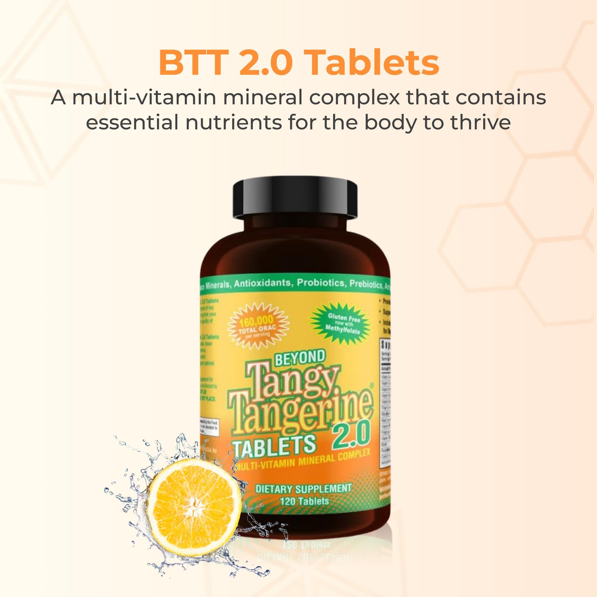 Youngevity Beyond Tangy Tangerine 2.0 Multi-Vitamin & Mineral Complex - Made with Natural & Whole Foods | 160,000 ORAC | 120 Tablets - 2-Pack - dailyvitalstore