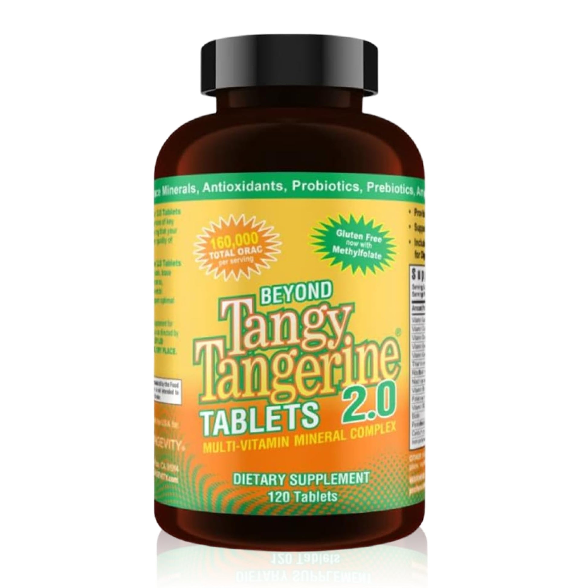Youngevity Beyond Tangy Tangerine 2.0 Multi-Vitamin & Mineral Complex - Made with Natural & Whole Foods | 160,000 ORAC | 120 Tablets - 2-Pack - dailyvitalstore