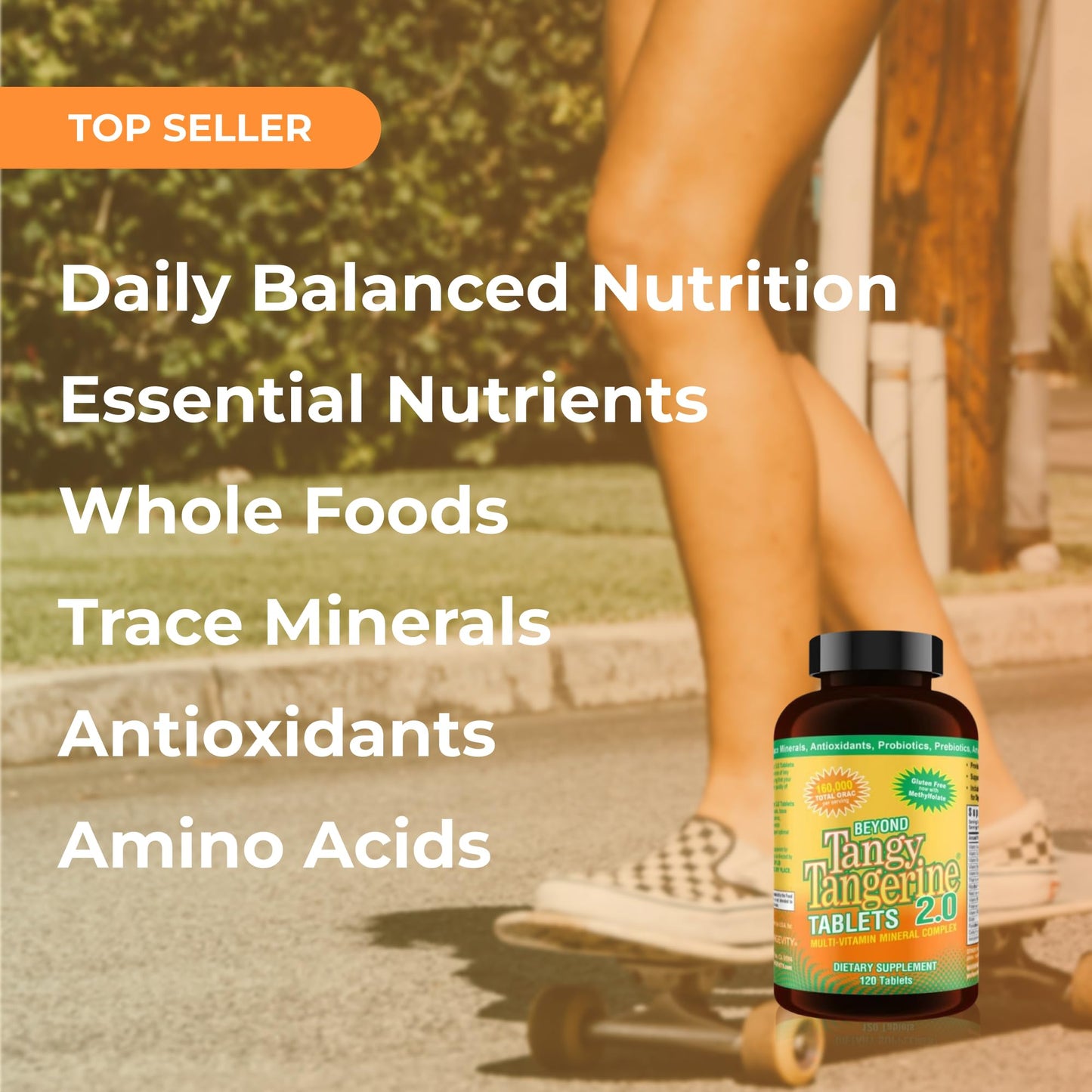 Youngevity Beyond Tangy Tangerine 2.0 Multi-Vitamin & Mineral Complex - Made with Natural & Whole Foods | 160,000 ORAC | 120 Tablets - 2-Pack - dailyvitalstore