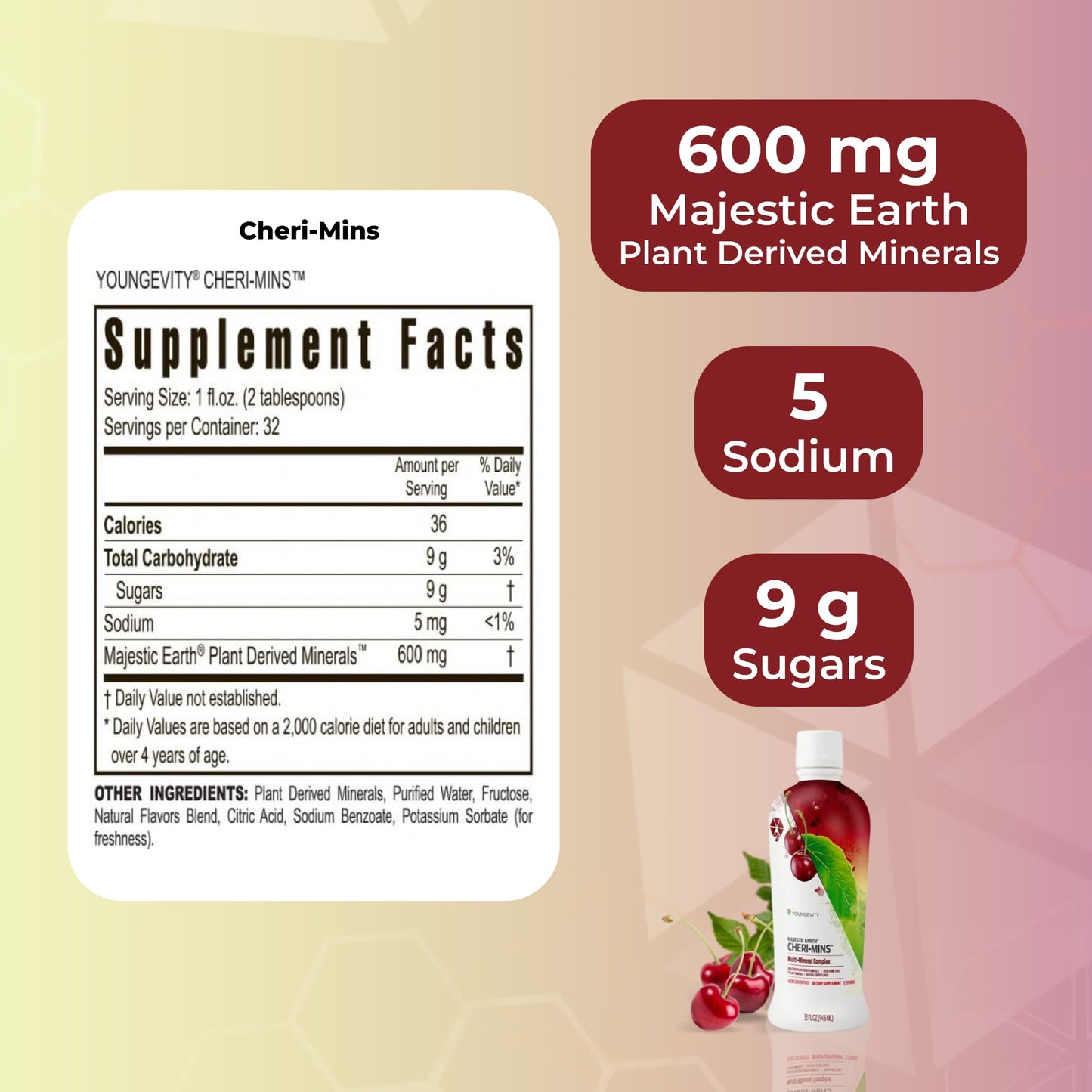 Youngevity Cheri-Mins™ Plant Derived Liquid Minerals - Great Tasting Formula - 77+ Natural Unaltered Trace Minerals - Colloidal Form Humic Shale (32 Fl Oz) - dailyvitalstore
