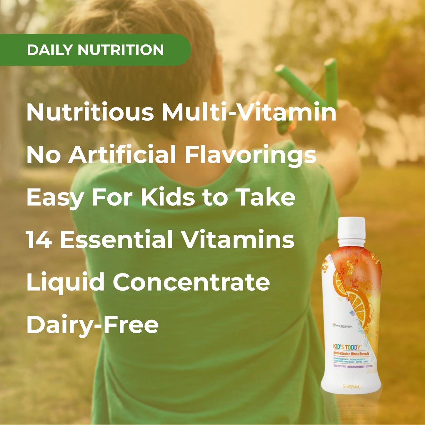 Youngevity Kid's Toddy™ - Mega Multivitamin for Kids & Children Age 2+ - 14 Vitamins, 10 Minerals, Phytonutrient Blend - Highly Absorbable - Great Tasting Orange 32 Fl Oz (Pack of 2) - dailyvitalstore