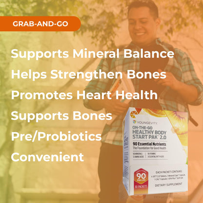 Youngevity On-The-Go Healthy Body Start Pak 2.0 - Includes Multi-Vitamins, Minerals, EFAs, & Amino Acids | 90 Essential Nutrients | 30-Day Supply - dailyvitalstore