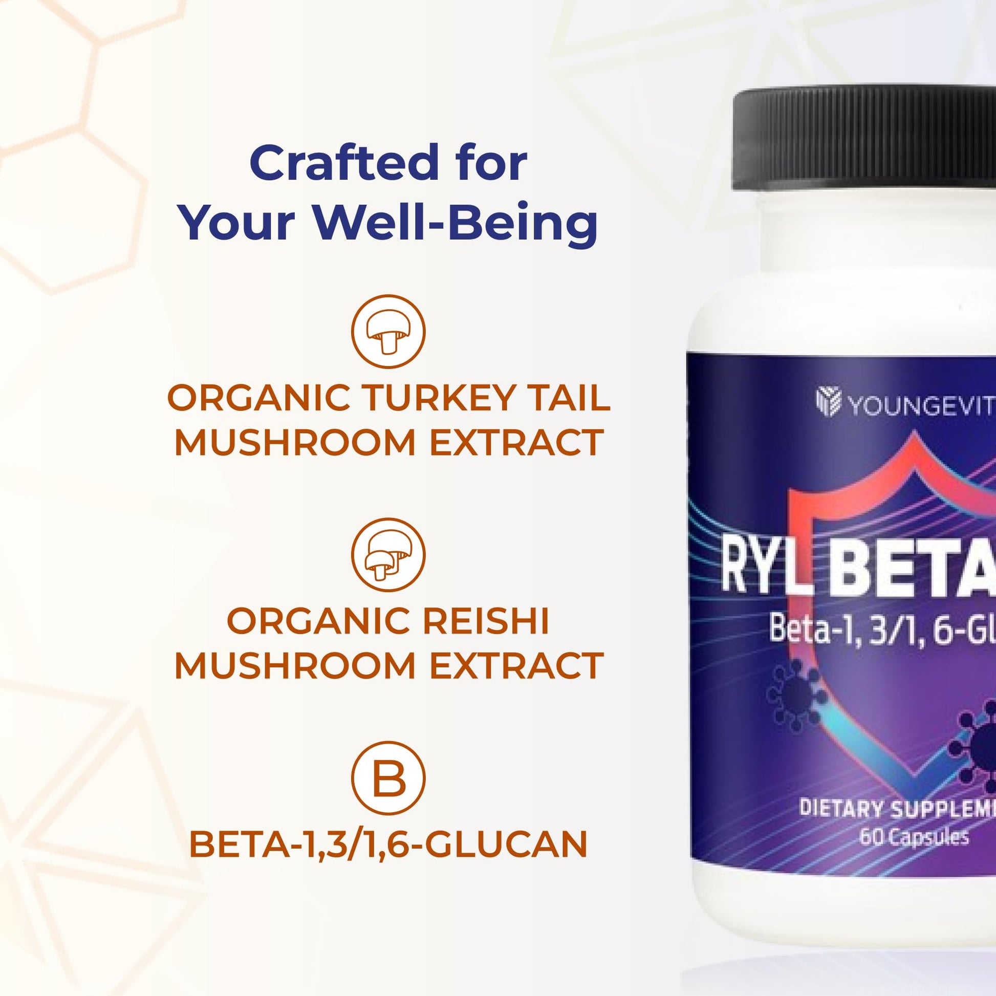 Youngevity RYL Beta550 Beta 1, 3-D Glucan Immune Support - 60 Capsules (Pack of 1) - dailyvitalstore