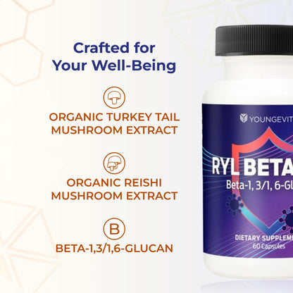 Youngevity RYL Beta550 Beta 1, 3-D Glucan Immune Support - 60 Capsules (Pack of 1) - dailyvitalstore