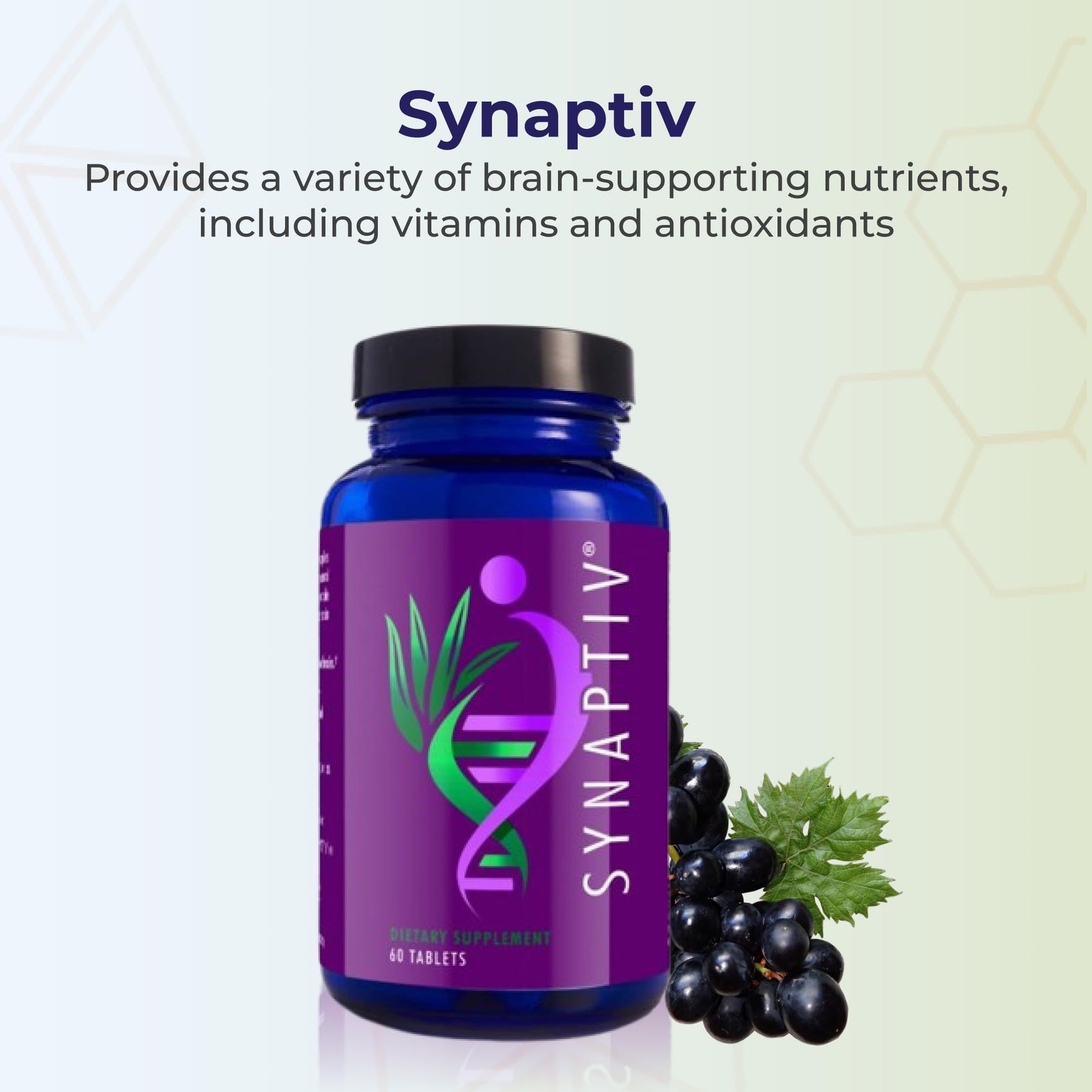 Youngevity Synaptiv™ Brain Support - 12in1 - Ginkgo, Huperzine, Bacopa, Quercetin and More - with Potent Antioxidant Blend + Vitamins - 60 Tablets (Pack of 1) - dailyvitalstore