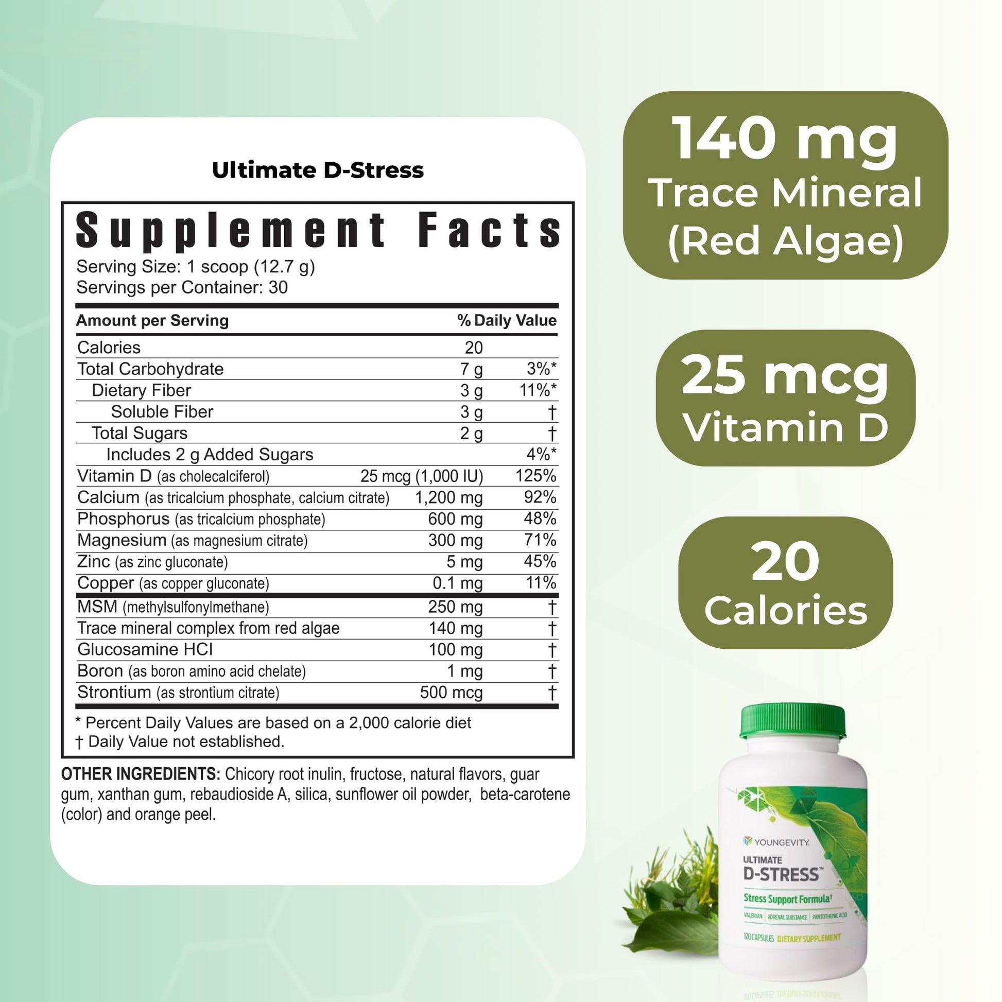 Youngevity Ultimate D-Stress™ – Natural Stress Relief Supplement with Magnesium, Valerian Root Extract, and B Vitamins – Supports Adrenal Health and Nervous System – 120 Capsules - dailyvitalstore