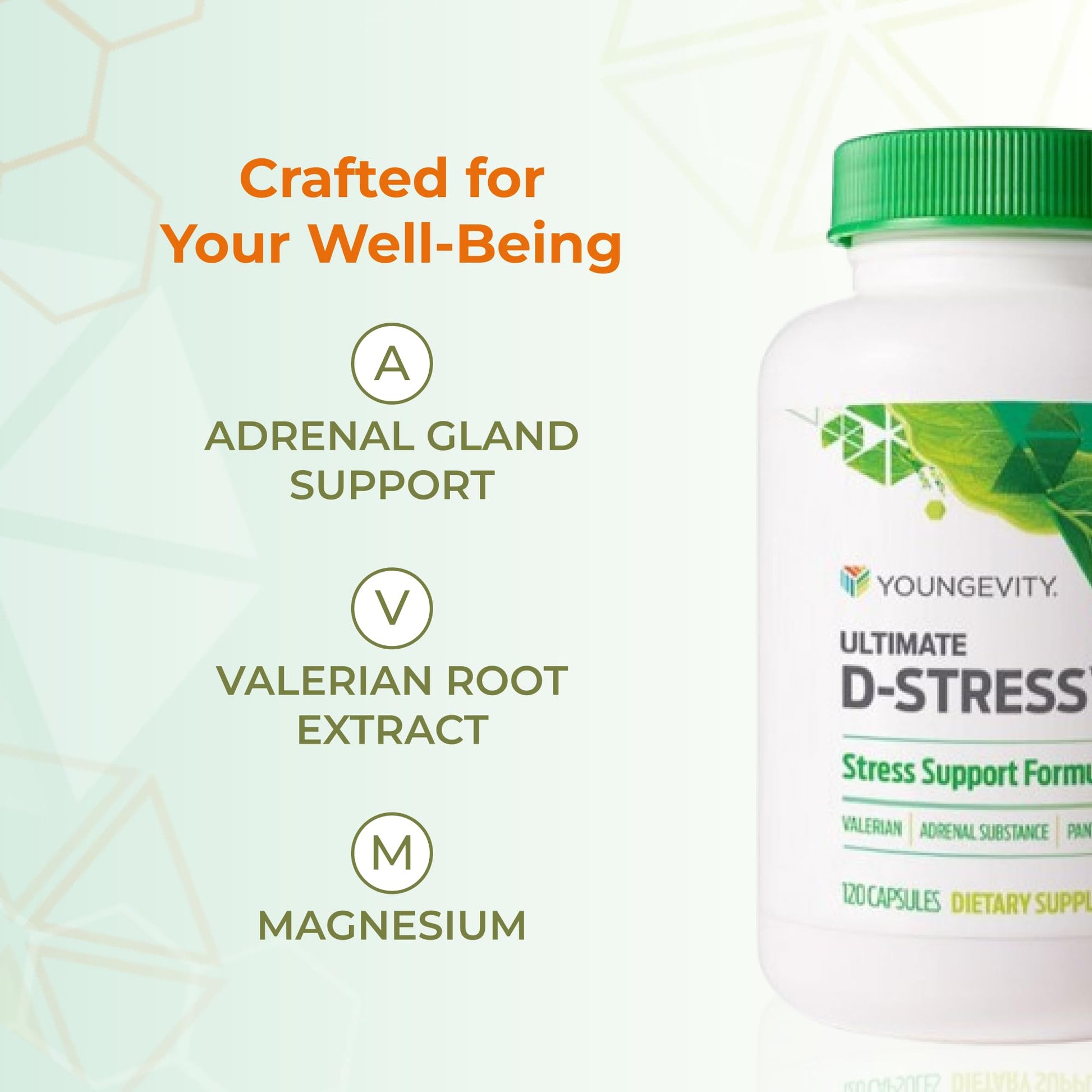 Youngevity Ultimate D-Stress™ – Natural Stress Relief Supplement with Magnesium, Valerian Root Extract, and B Vitamins – Supports Adrenal Health and Nervous System – 120 Capsules - dailyvitalstore