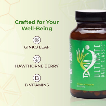 Youngevity Ultimate Daily Classic – Multivitamin with Essential Vitamins, Minerals, Amino Acids, and Antioxidant-Rich Botanicals – Supports Cardiovascular, Brain, Bone, and Bone Health – 90 Tablets - dailyvitalstore
