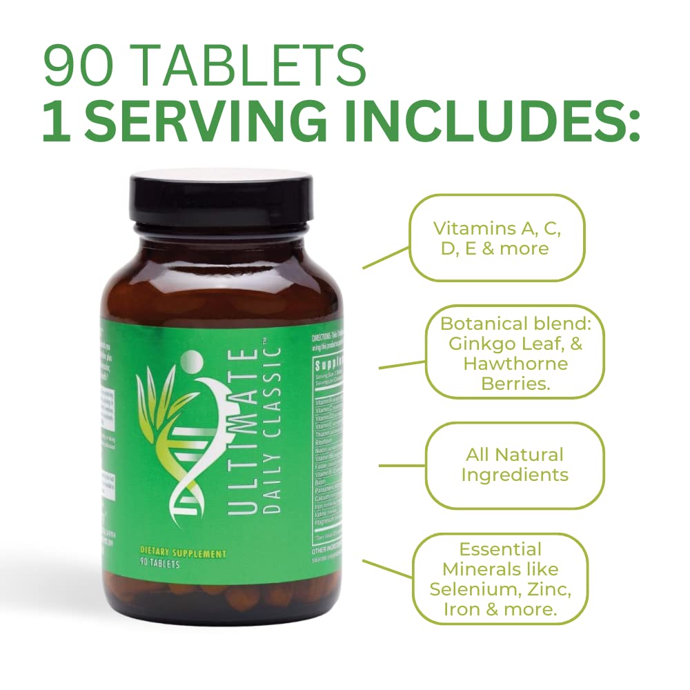 Youngevity Ultimate Daily Classic™ Tablets - Complete Vitamins, Minerals, Amino Acids, & Botanicals - Multivitamin for Women and Men - 90 Tablets - dailyvitalstore